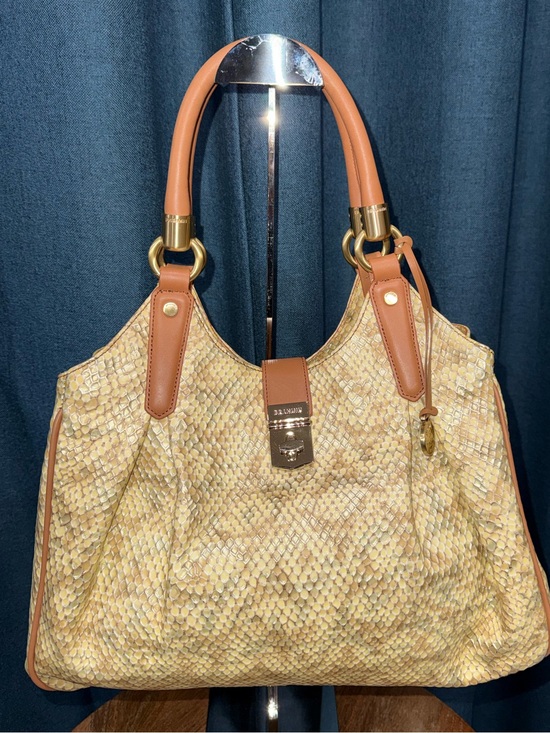 Brahmin Handbags - Brahmin Cream Snake-embossed Satchel